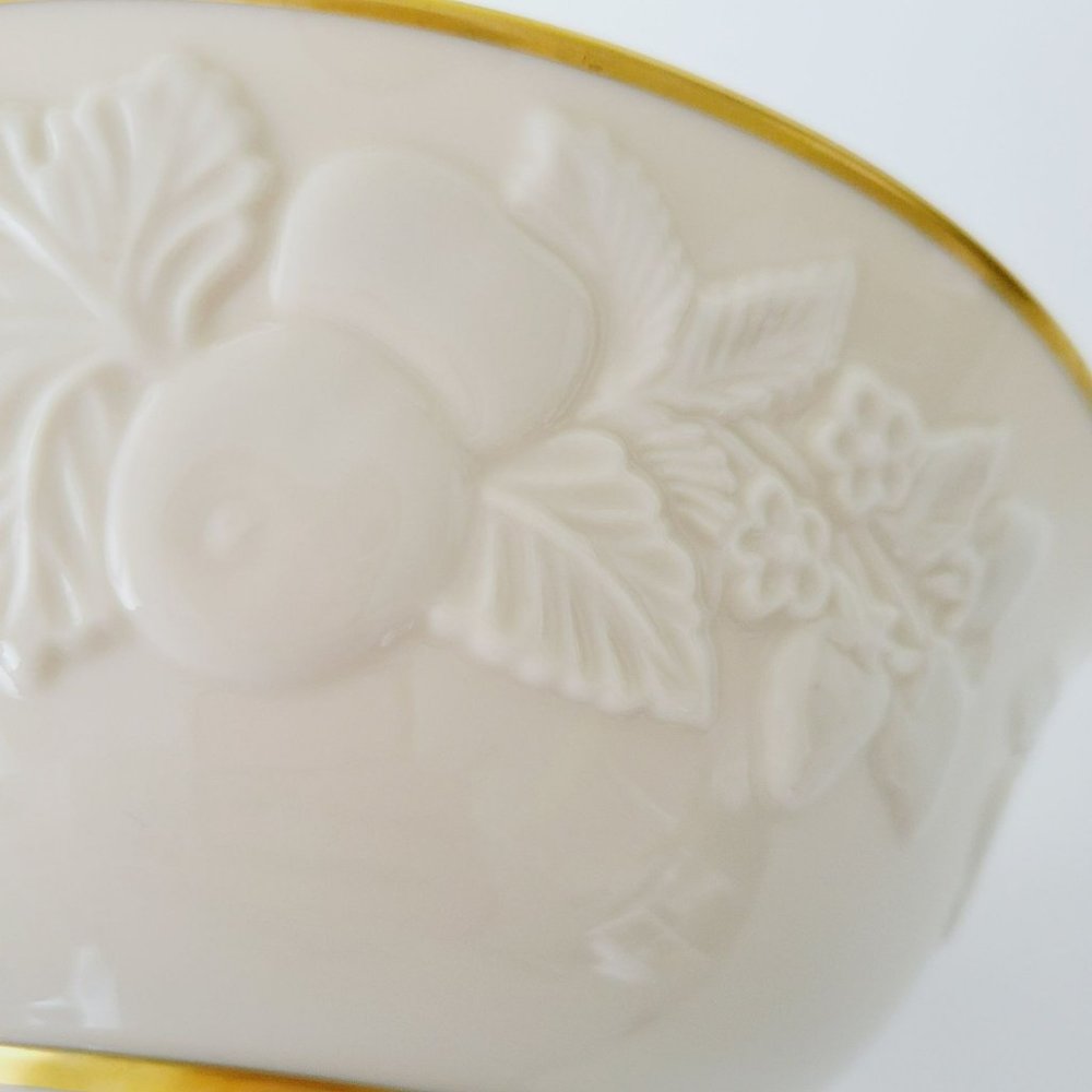 Lenox Fruits of Life Serving Bowl, Gold Trim Embossed Fruit Vintage USA Made - Picture 4 of 14